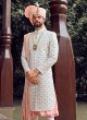 Designer Groom Wear White Color Sherwani